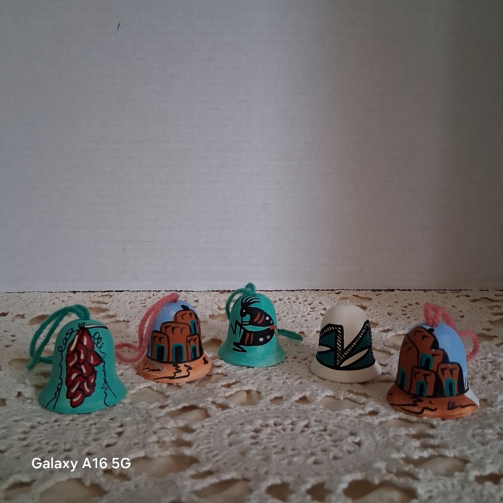 SOUTH WEST.....Hand-Painted Terra Cotta Clay Bells